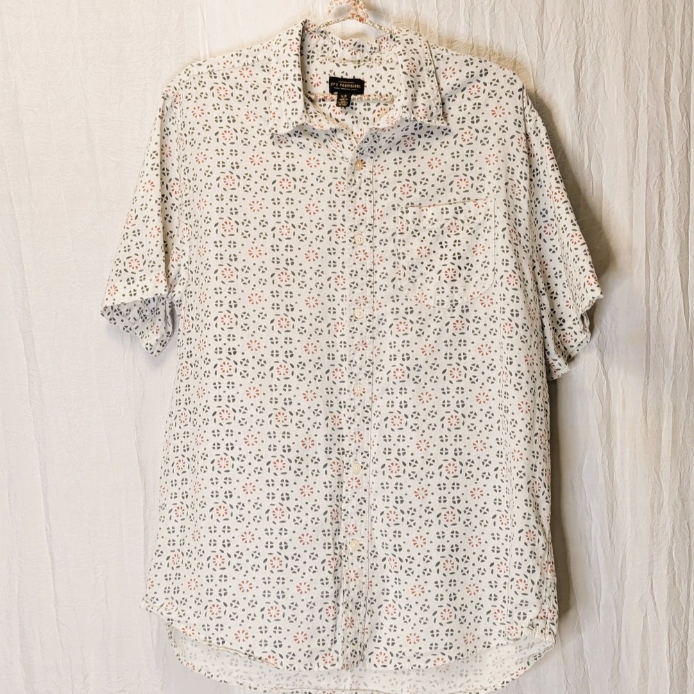 Shipman Supply CPO Provisions SS Button Down Shirt Geometric Printed Shirt Large